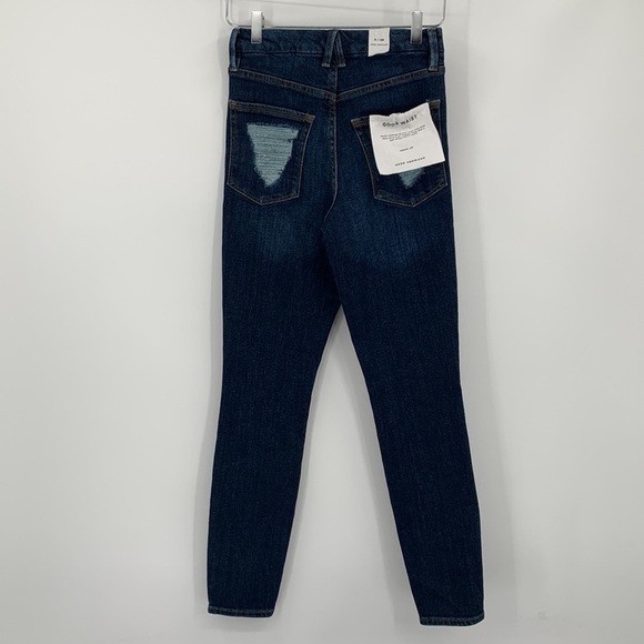 Good American Waist Chewed back pocket skinny ankle high waist jeans new 2 26 - Picture 1 of 5